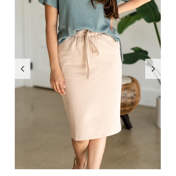 inheritco Dresses & Skirts - Inheritco Krista khaki drawstring midi skirt